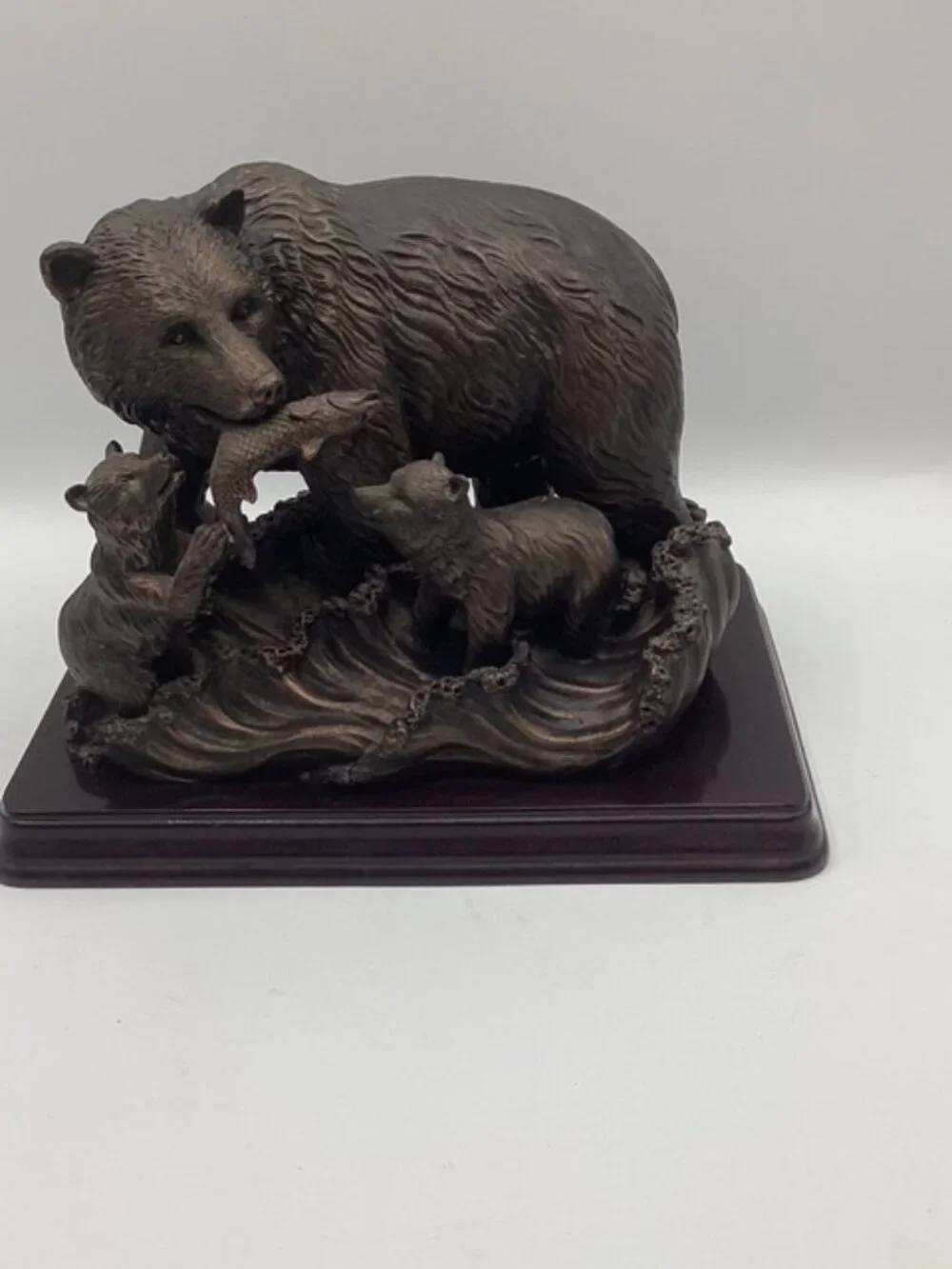 Bronze Toned Bear and Cubs Statue/Figurine Very Heavy 6